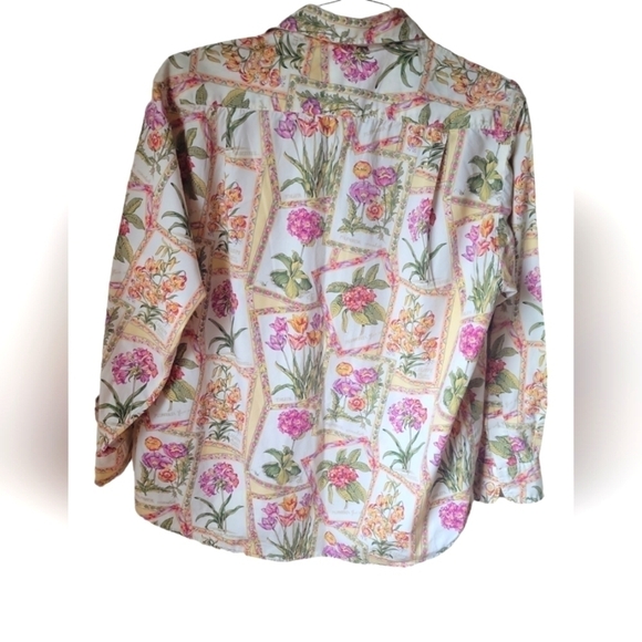 Johnny Cotton Multi Floral Print Button Down Long Sleeves Shirt Sz L - Picture 2 of 6